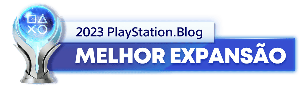 Troféu de Platina para o vencedor da categoria Melhor Expansão de 2023 do PlayStation Blog 