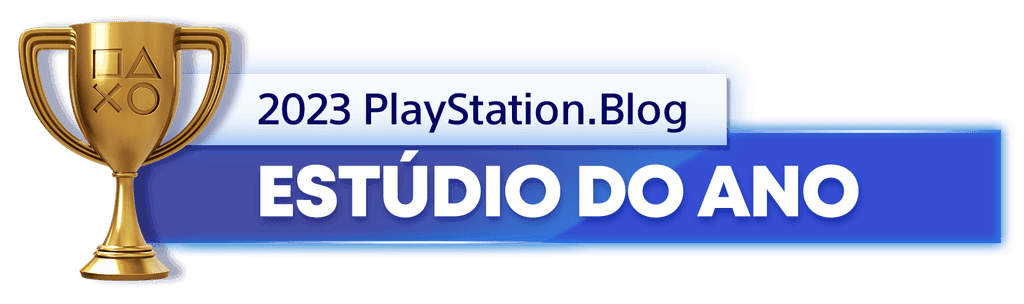 Troféu de Ouro para o vencedor da categoria Estúdio do Ano de 2023 do PlayStation Blog