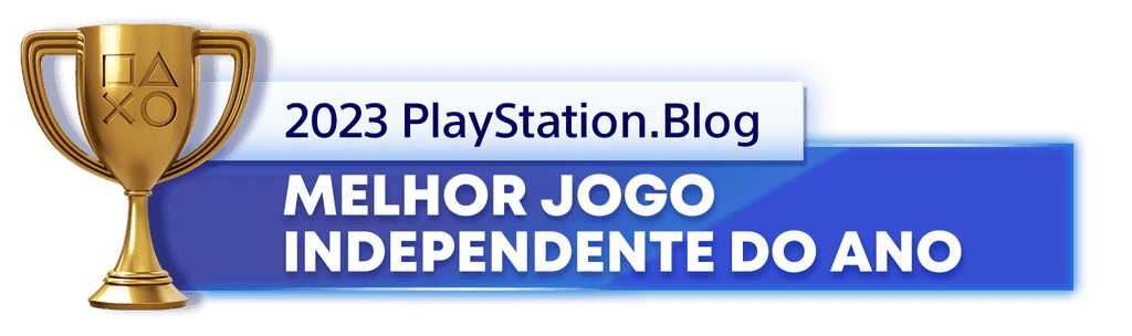Troféu de Ouro para o vencedor da categoria Melhor Jogo Independente do Ano de 2023 do PlayStation Blog