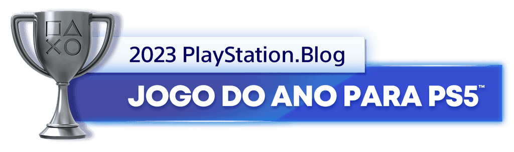 Troféu de Prata para o vencedor da categoria Jogo do Ano para PS5 do  do PlayStation Blog