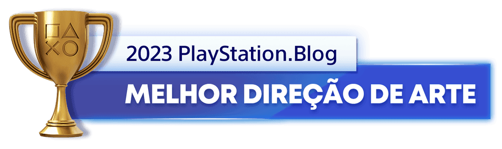 Troféu de Ouro para o vencedor da categoria Melhor Direção de Arte de 2023 do PlayStation Blog