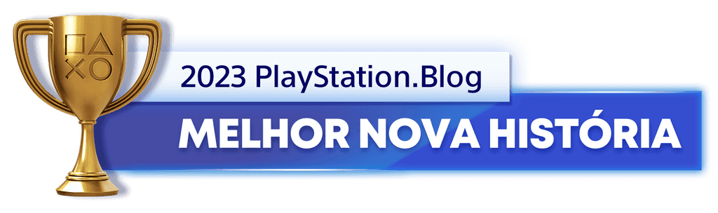 Troféu de Ouro para o vencedor da categoria Melhor Nova História de 2023 do Blog PlayStation