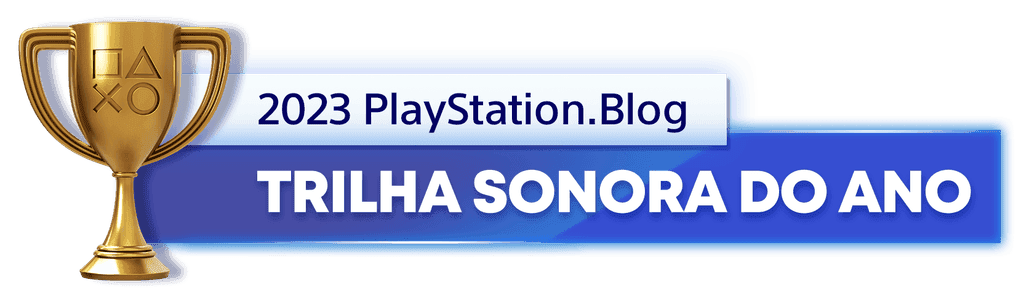 Troféu de Ouro para o vencedor da categoria Trilha Sonora do Ano de 2023 do PlayStation Blog