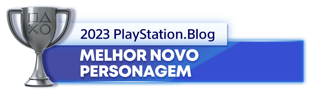 Troféu de Prata para o vencedor da categoria Melhor Personagem Novo de 2023 do Blog PlayStation
