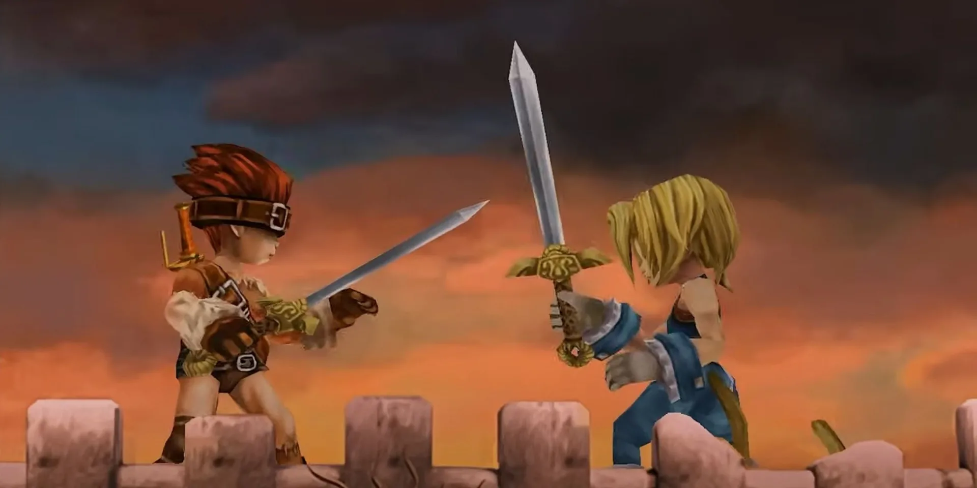 Zidane in a fake dual in Final Fantasy 9.
