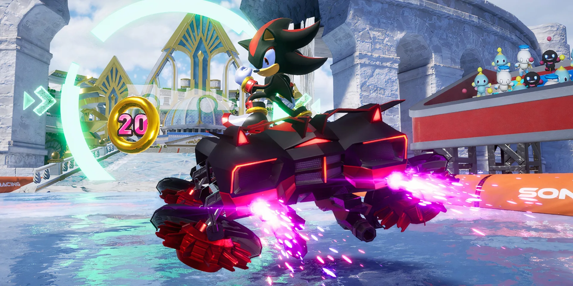 shadow pumping his fist in sonic racing crossworlds.