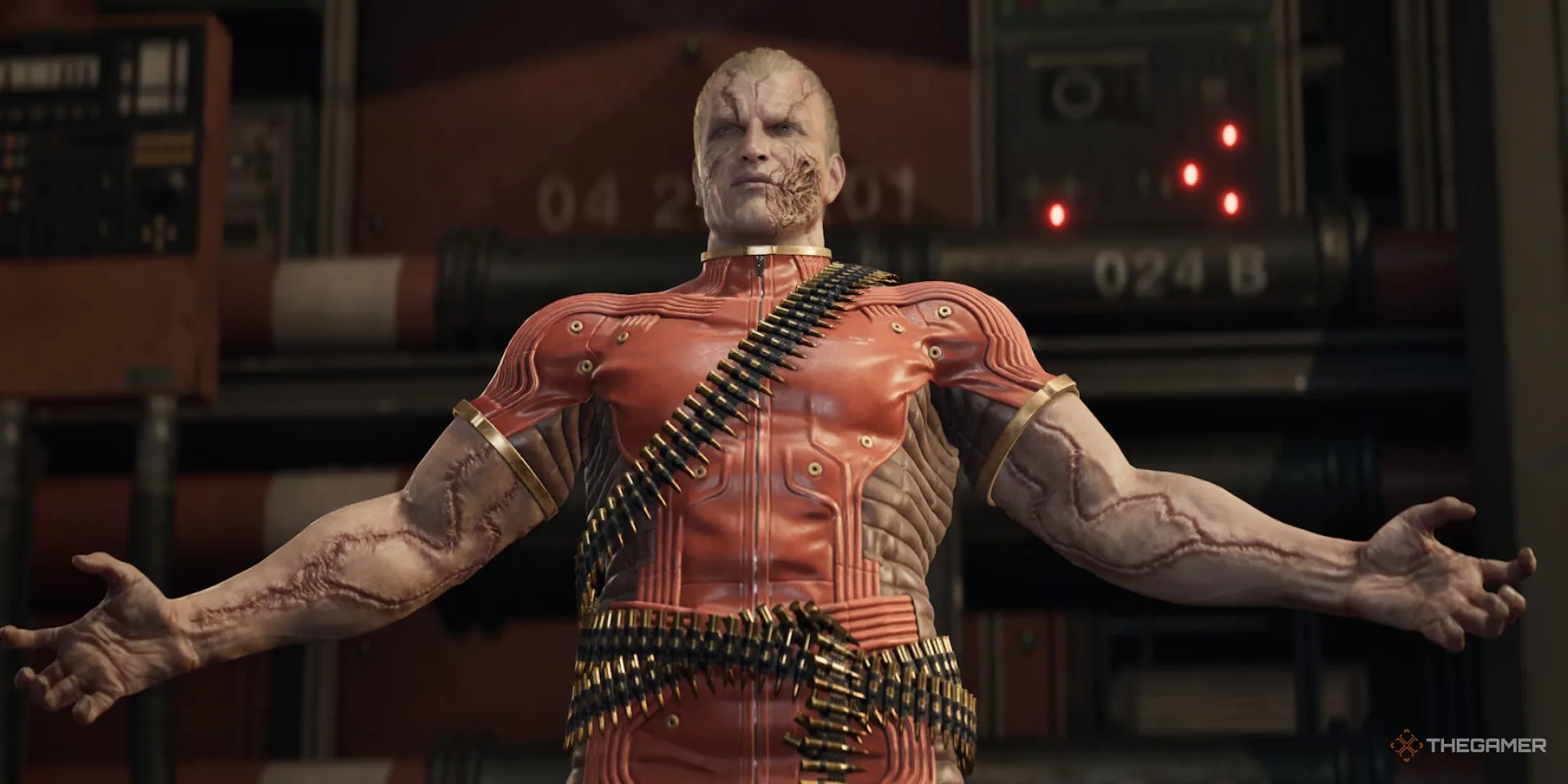 Volgin with his arms out in Metal Gear Solid Delta Snake Eater.