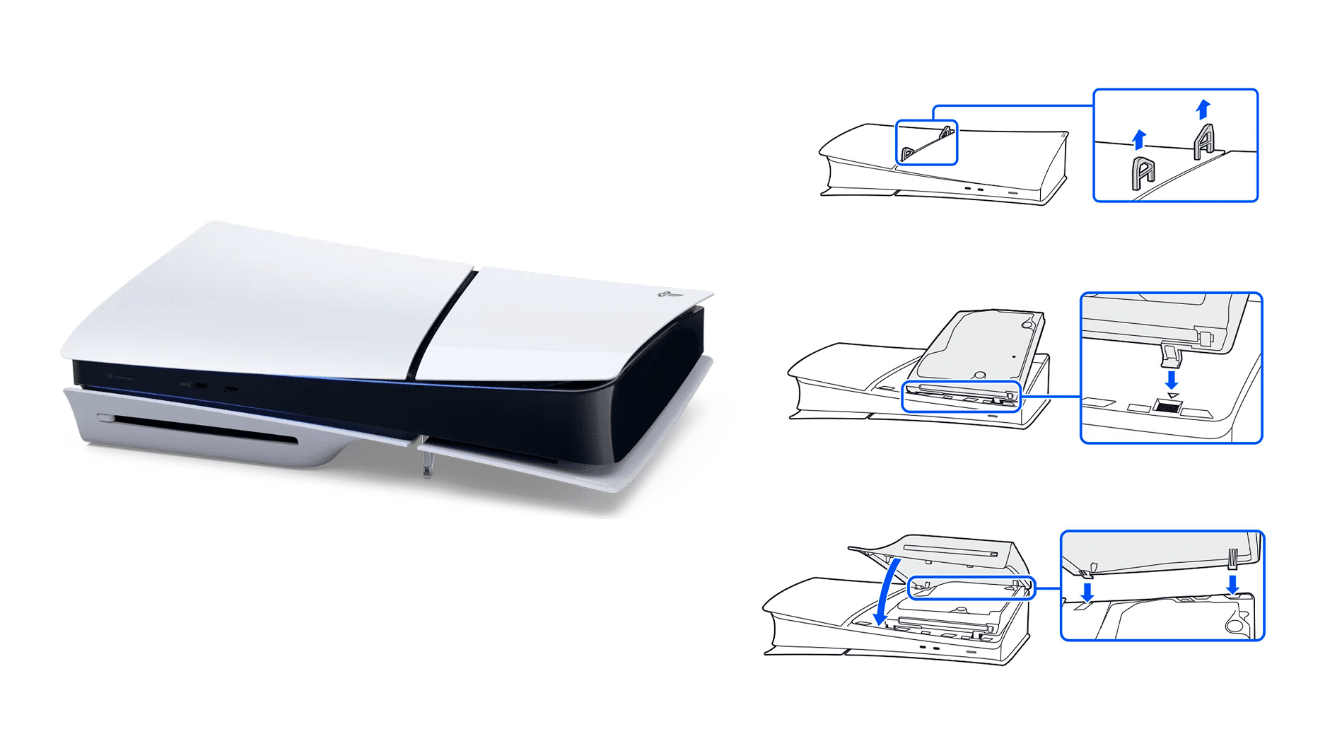 Como conectar ou remover a unidade de disco do PS5 Slim